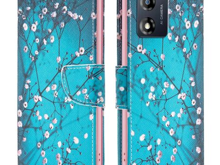 Wonderland Motorola Moto E13 flip case - Plum Blossom Discount