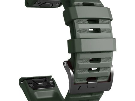 26mm simple stripe silicone strap with black buckle for Garmin watch - Army Green Online