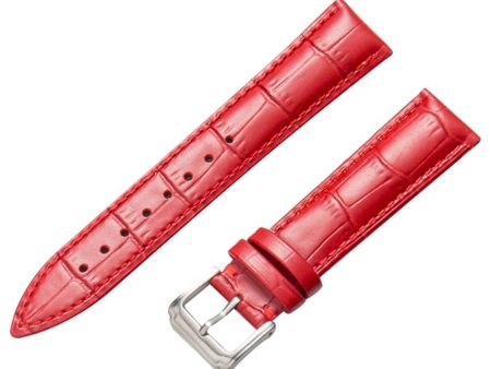 16mm Universal genuine leather watch strap - Red For Sale