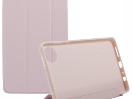 Xiaomi Redmi Pad SE 4G 8.7 inch Case Vegan Leather+Silicone Tri-Fold Stand Tablet Cover - Pink on Sale