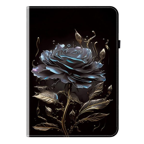 Xiaomi Redmi Pad SE 4G 8.7 inch Leather Case Pattern Printed Stand Tablet Cover with Card Slots - Black Rose on Sale