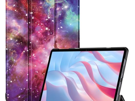 Vegan Leather Tablet Case Honor Pad X9   Pad X8 Pro , Pattern Printing Trifold Stand Folio Protective Cover - Milky Way Online now