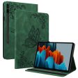 Samsung Galaxy Tab S9   S9 FE Leather Stand Cover with Butterfly Flower Imprint, Card Holder - Green Supply