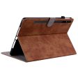 Samsung Galaxy Tab S9 S9 FE Stand Folio Tablet Case Brown Leather Cover with Cute Tiger Pattern and Card Holder on Sale