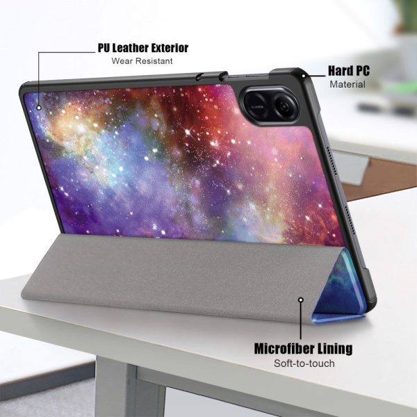 Vegan Leather Tablet Case Honor Pad X9   Pad X8 Pro , Pattern Printing Trifold Stand Folio Protective Cover - Milky Way Online now