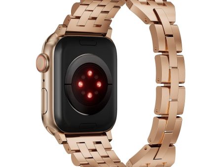 5-Bead Metal Strap for Apple Watch Ultra 2 Ultra 49mm   Series 9 8 7 45mm   6 5 4 SE (2022) SE (2023) SE 44mm   3 2 1 42mm Wrist Band - Rose Gold Online Hot Sale