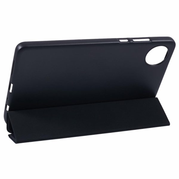 Xiaomi Redmi Pad SE 4G 8.7 inch Case Vegan Leather+Silicone Tri-Fold Stand Tablet Cover - Black Online Hot Sale