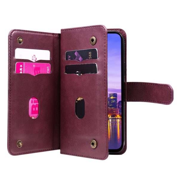 10-slot Samsung Galaxy A16 wallet case - Wine Red Hot on Sale