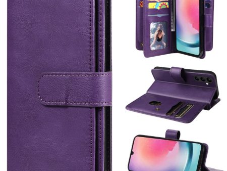 10-slot wallet case for Samsung Galaxy A25 5G   A24 4G  - Purple For Discount