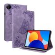 Xiaomi Redmi Pad SE 4G 8.7 inch Case Butterfly Flower Imprint Vegan Leather Tablet Cover with Card Slots - Purple For Cheap