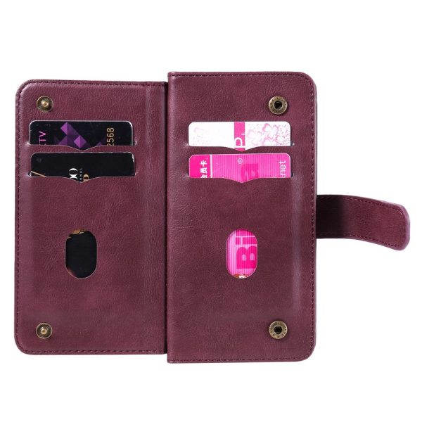 10-slot Samsung Galaxy A16 wallet case - Wine Red Hot on Sale