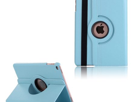 iPad (2017) litchi grain rotating PU leather case - Baby Blue on Sale