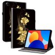 Xiaomi Redmi Pad SE 4G 8.7 inch Leather Case Pattern Printed Stand Tablet Cover with Card Slots - Gold Butterfly Rose Supply