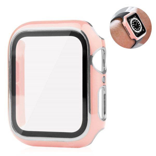 Apple Watch 40mm unique style cover + tempered glass screen protector - Pink   Silver For Sale