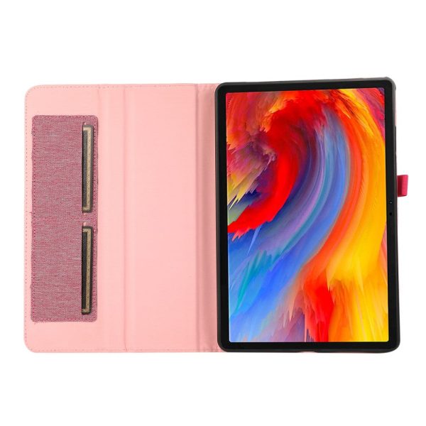 Lenovo Tab M11 Plus Leather Case Card Holder Cloth Texture Tablet Stand Cover - Pink Fashion