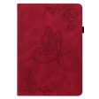 Xiaomi Redmi Pad SE 4G 8.7 inch Case Butterfly Flower Imprint Vegan Leather Tablet Cover with Card Slots - Red Hot on Sale