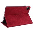 Xiaomi Redmi Pad SE 4G 8.7 inch Case Butterfly Flower Imprint Vegan Leather Tablet Cover with Card Slots - Red Hot on Sale