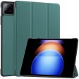 Xiaomi Pad 6S Pro 12.4 Leather Case Tri-fold Stand Auto Wake   Sleep Smart Shell - Blackish Green Fashion