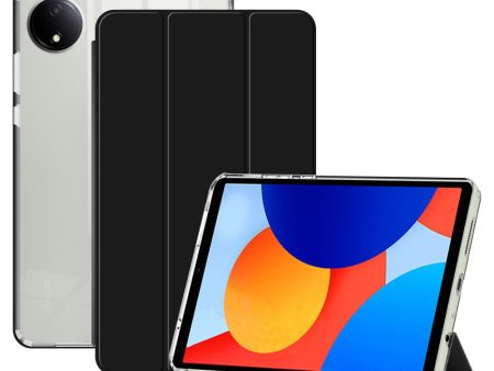 Xiaomi Redmi Pad SE 4G 8.7 inch Clear Back Case Tri-Fold Stand Leather Flip Tablet Cover - Black Cheap