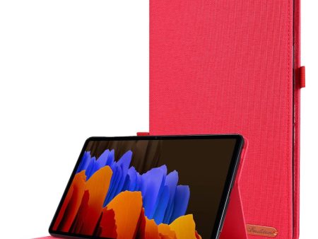 Red leather tablet cover for Samsung Galaxy Tab S9 Plus with a built-in stand and card holder Online Hot Sale