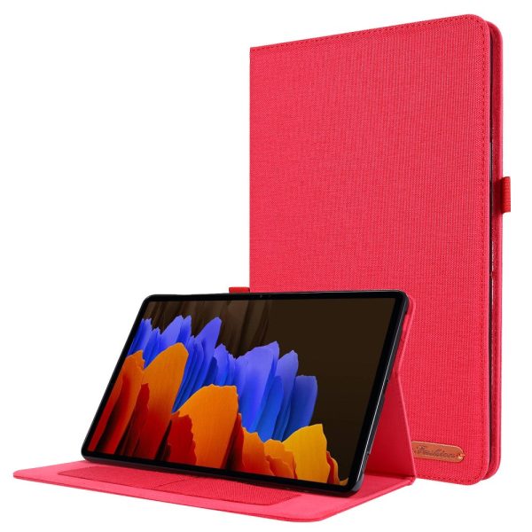 Red leather tablet cover for Samsung Galaxy Tab S9 Plus with a built-in stand and card holder Online Hot Sale