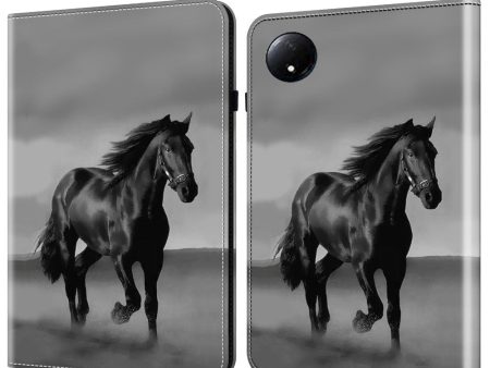 Xiaomi Redmi Pad SE 4G 8.7 inch Case Flip Stand Leather Tablet Cover Pattern Printed - Black Horse Online now