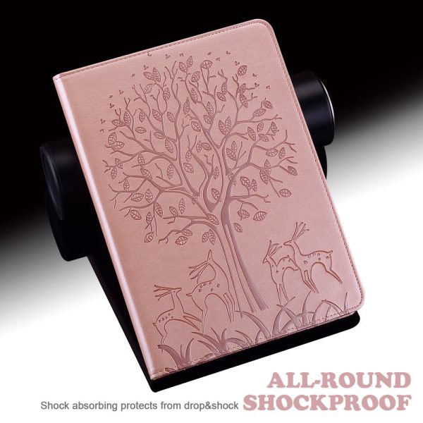 Xiaomi Redmi Pad SE 4G 8.7 inch Case Vegan Leather Stand Tree Deer Pattern Tablet Cover - Rose Gold on Sale