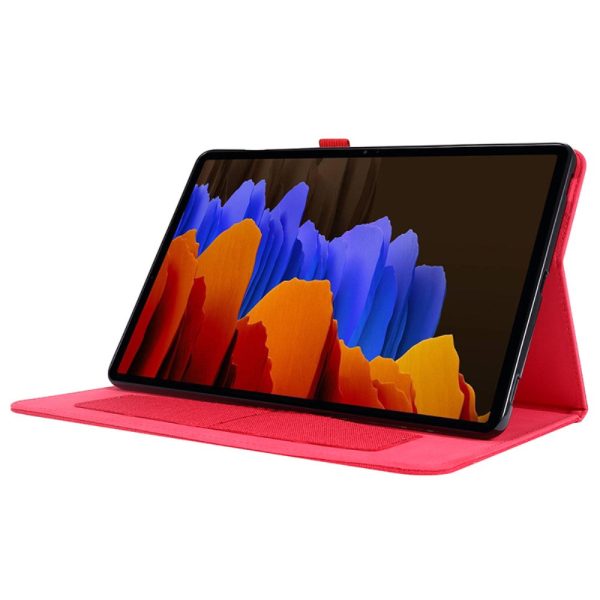 Red leather tablet cover for Samsung Galaxy Tab S9 Plus with a built-in stand and card holder Online Hot Sale