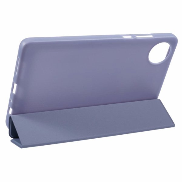 Xiaomi Redmi Pad SE 4G 8.7 inch Case Vegan Leather+Silicone Tri-Fold Stand Tablet Cover - Purple For Sale