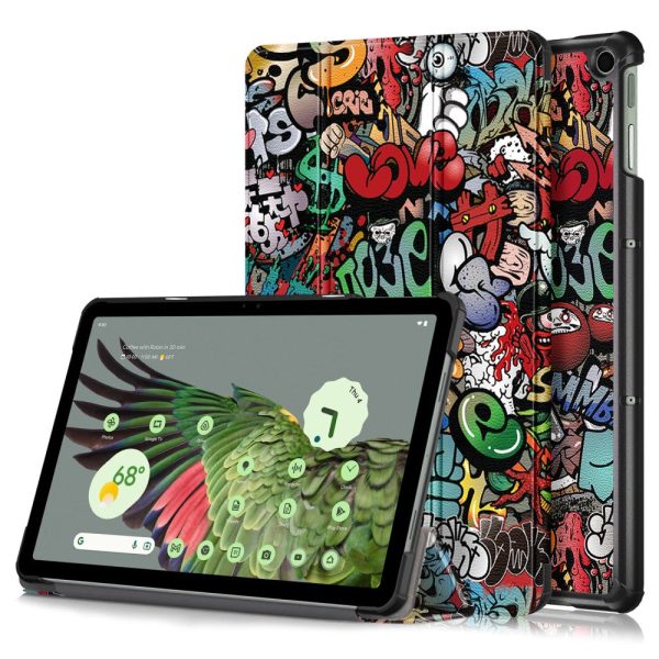 Google Pixel Tablet cool pattern tri-fold leather case - Graffiti For Cheap