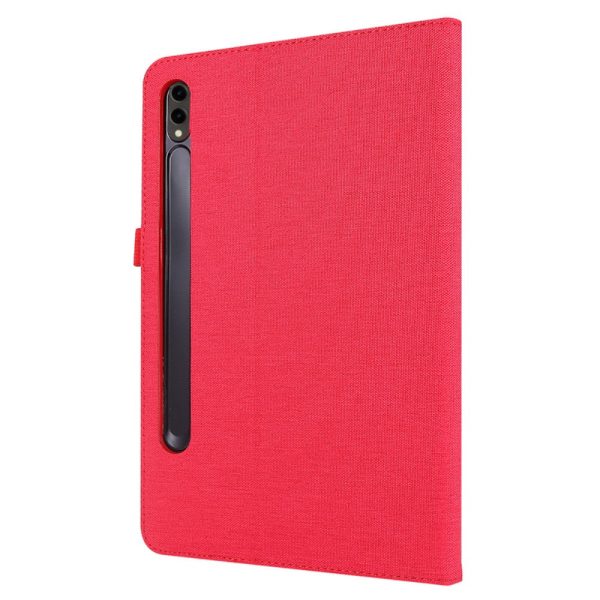 Red leather tablet cover for Samsung Galaxy Tab S9 Plus with a built-in stand and card holder Online Hot Sale