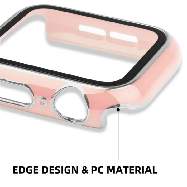 Apple Watch 40mm unique style cover + tempered glass screen protector - Pink   Silver For Sale