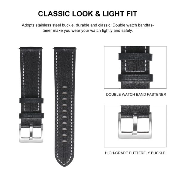 22mm Universal genuine leather watch strap - Grey For Discount