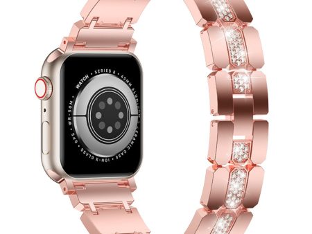 Zinc Alloy Band for Apple Watch Series 49mm - 45mm - 44mm - 42mm Rhinestones Decor Strap - Pink Online