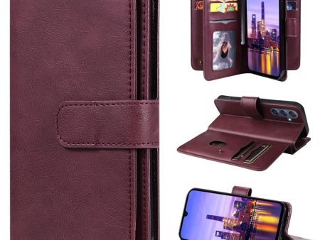 10-slot Samsung Galaxy A16 wallet case - Wine Red Hot on Sale