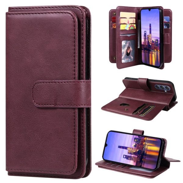 10-slot Samsung Galaxy A16 wallet case - Wine Red Hot on Sale