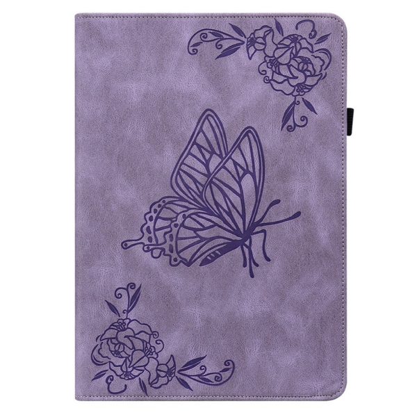 Xiaomi Redmi Pad SE 4G 8.7 inch Case Butterfly Flower Imprint Vegan Leather Tablet Cover with Card Slots - Purple For Cheap