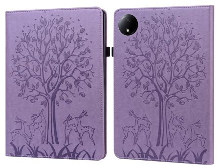 Xiaomi Redmi Pad SE 4G 8.7 inch Case Vegan Leather Stand Tree Deer Pattern Tablet Cover - Purple Supply