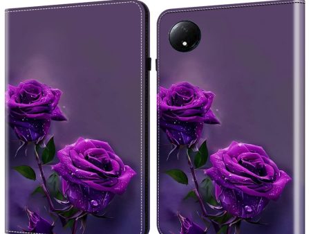 Xiaomi Redmi Pad SE 4G 8.7 inch Case Flip Stand Leather Tablet Cover Pattern Printed - Purple Rose Fashion