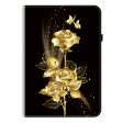 Xiaomi Redmi Pad SE 4G 8.7 inch Leather Case Pattern Printed Stand Tablet Cover with Card Slots - Gold Butterfly Rose Supply