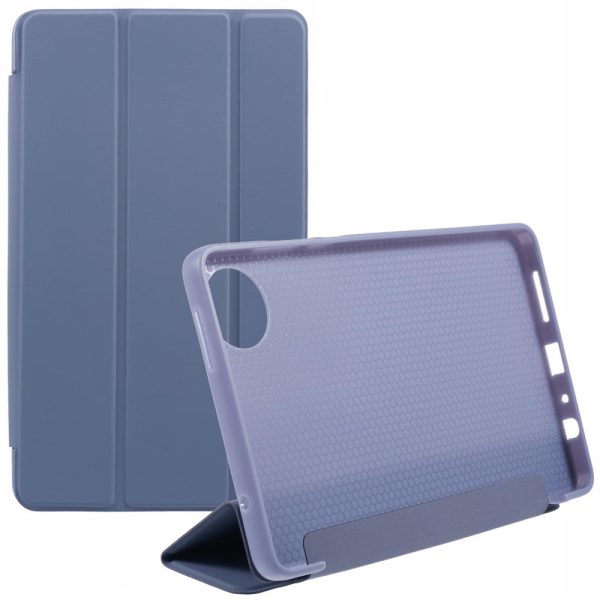 Xiaomi Redmi Pad SE 4G 8.7 inch Case Vegan Leather+Silicone Tri-Fold Stand Tablet Cover - Purple For Sale