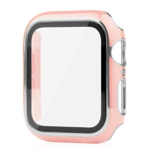 Apple Watch 40mm unique style cover + tempered glass screen protector - Pink   Silver For Sale