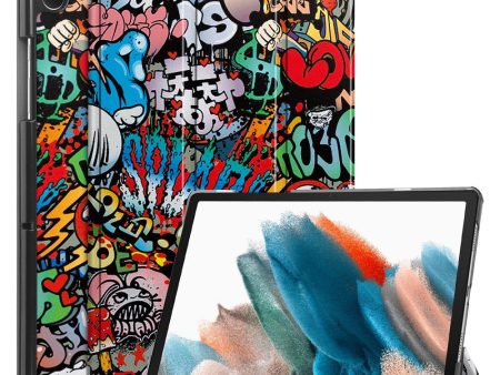 Samsung Galaxy Tab A9 Tri-fold Stand Tablet Leather Case - Graffiti For Sale