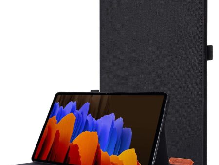 Black leather tablet cover for Samsung Galaxy Tab S9 Plus with a built-in stand and card holder Discount