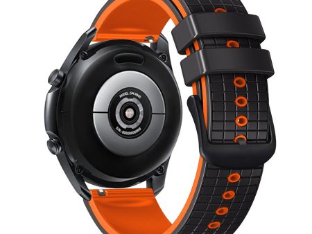 22mm Universal grid texture on silicone strap - Black   Orange For Cheap