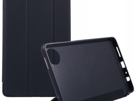 Xiaomi Redmi Pad SE 4G 8.7 inch Case Vegan Leather+Silicone Tri-Fold Stand Tablet Cover - Black Online Hot Sale