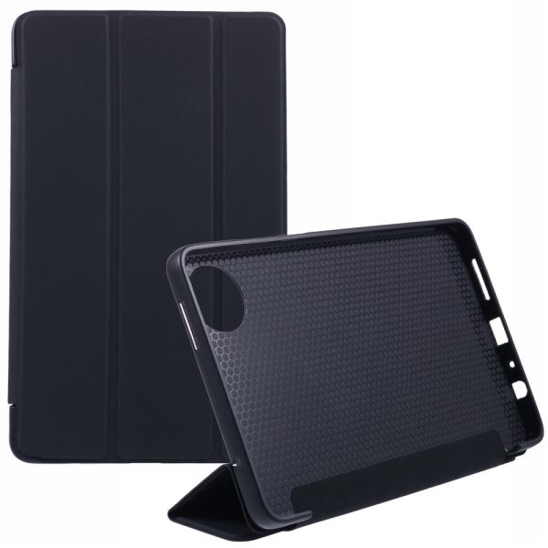 Xiaomi Redmi Pad SE 4G 8.7 inch Case Vegan Leather+Silicone Tri-Fold Stand Tablet Cover - Black Online Hot Sale