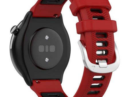 22mm Universal dual color cross strip silicone strap - Red   Black Online Sale