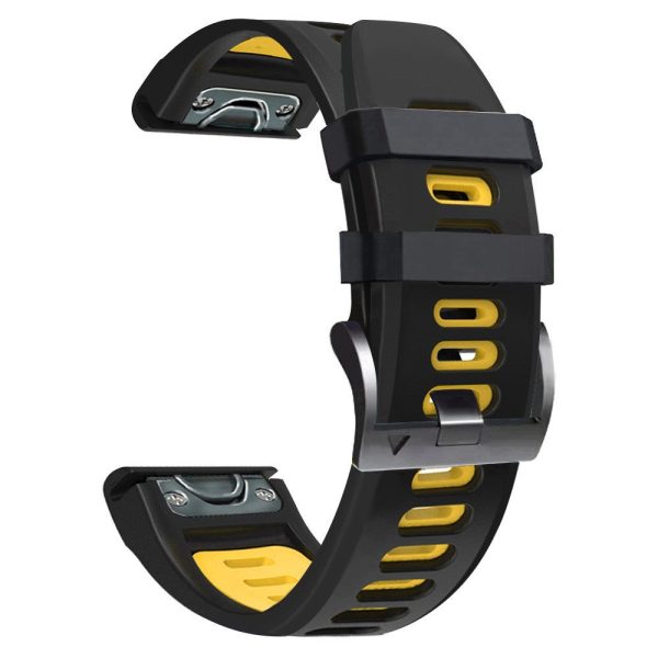 26mm silicone strap for Garmin and Coros watch - Black   Yellow Online Hot Sale