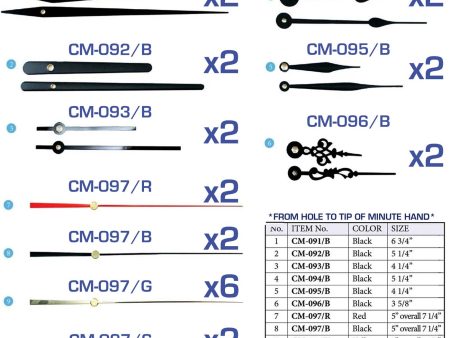 12 Sets of Clock Hands and 12 Sweep Second Hands for Seiko Press-On Movements For Cheap